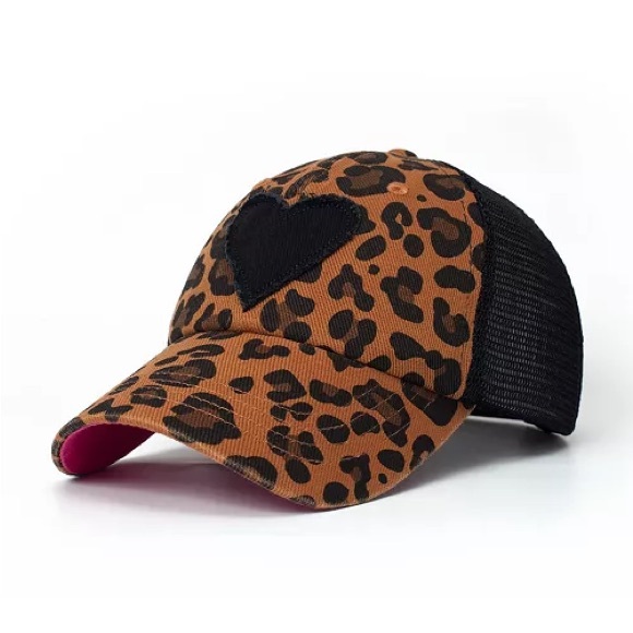 Shady Lady Accessories - Shady Lady Leopard Print Heart Trucker Hat